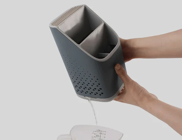 product double layer white plastic storage basket for kitchen cutlery organizer standing type installation-4