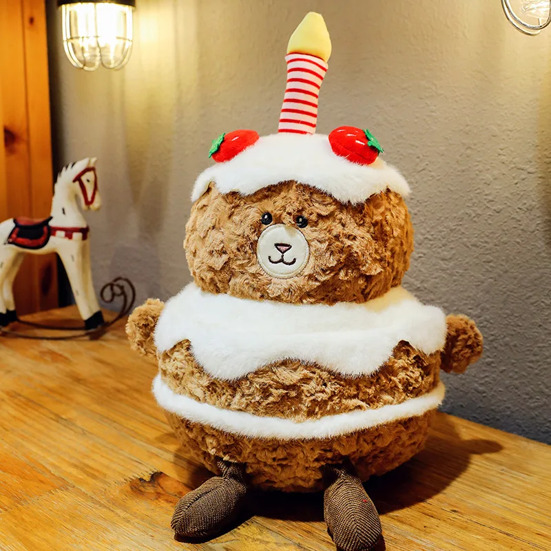 Birthday Cake Teddy Bear Plush Toy Birthday Plush Toy Gift Cake Bear Plush Doll Pillow Cute Stuffed Cake Bear Plush Toy