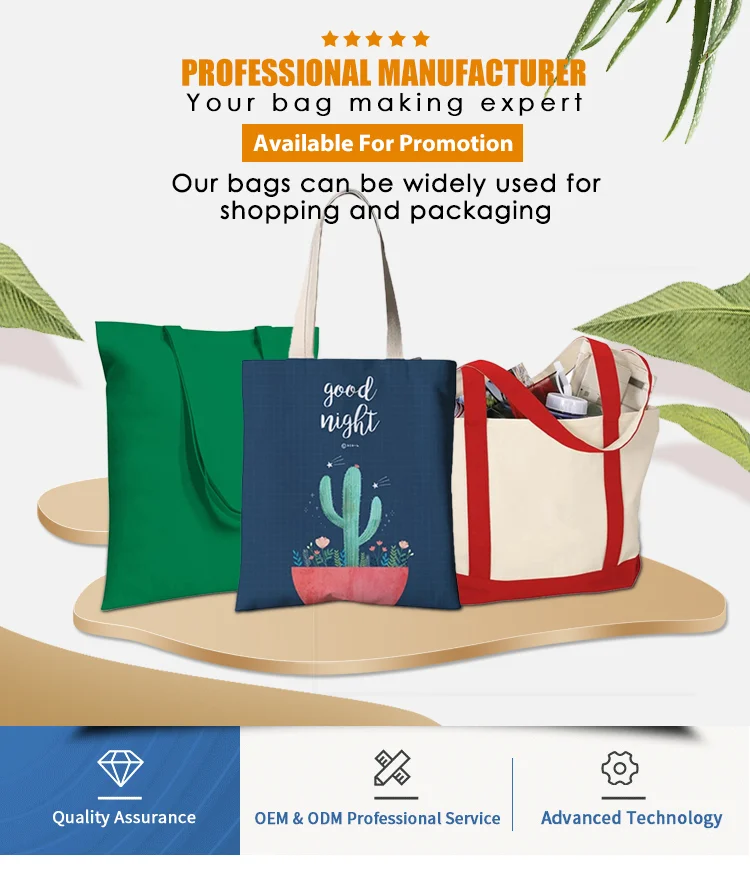 Natural Extra Large Canvas Tote Bag With Logo Printing For Shopping