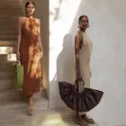 Hollow Out Backless Split Halter Neck Sleeveless Beach Wear Women Long Dresses