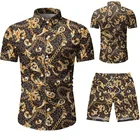 Men's Wear Men's Beach Wear Shirt Wholesale Floral Printed Hawaiian Shirts And Shorts Sets