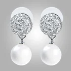 Fashion Pearl Earrings Fashionwhite Glass Pearls Trend Fashion Crystal White Pearl Ball Drop Women Stud Earrings For Sale