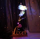 Gift Creative Valentines Day Gift Romantic Led Rainbow Galaxy Rose 24k Gold Dip Artificial Crystal Rose With Color Box