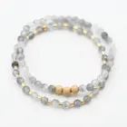 Stone Bead Gemstone Labradorite Stone Bead Sparkle Sterling Silver Beaded Bracelet Set