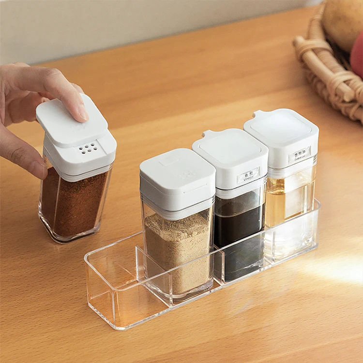 Seasoning Box Set Container Kitchen Utensils Storage Bottles & Jar Organizer Tool Plastic Spice Box Set