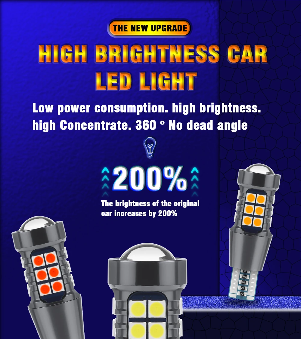 TECH-KING High Bright Lens 27SMD 3030 Led Car Reverse Light Canbus W16w Backup Lights 921 12-24V T15 Bulbs