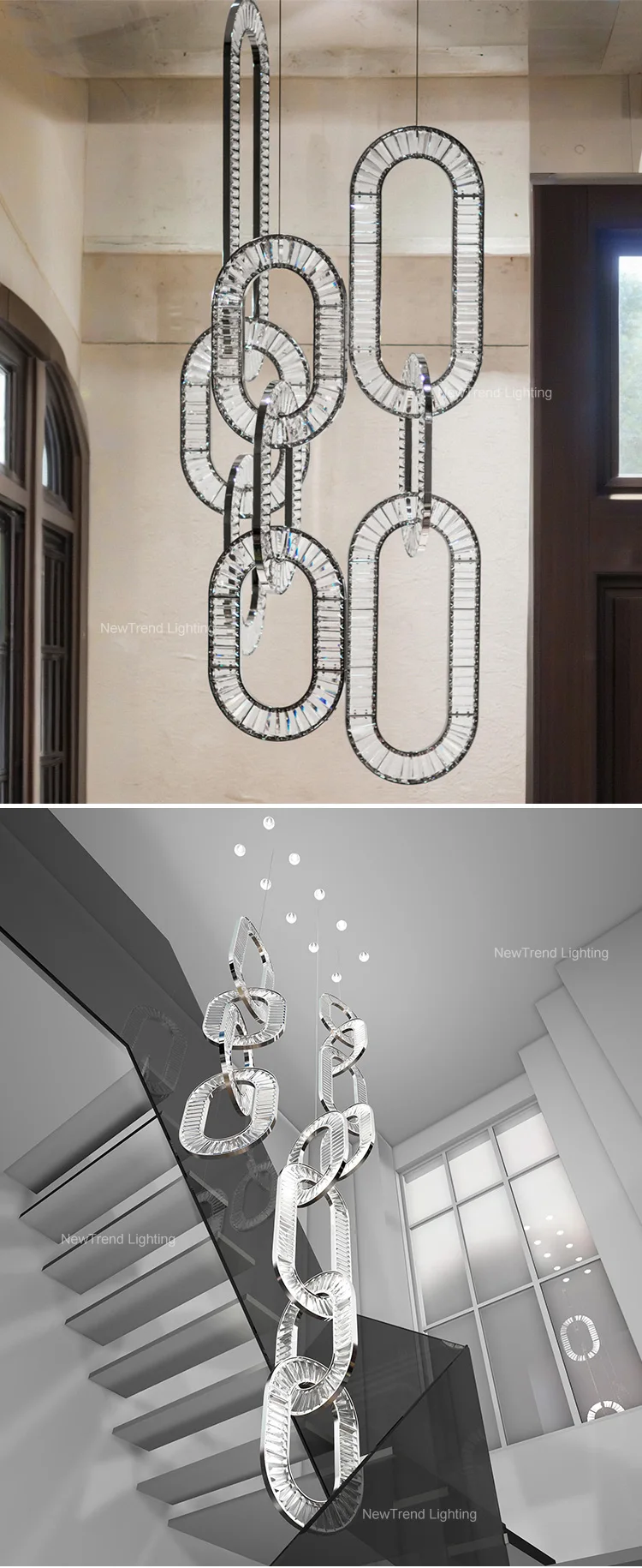 CPL-379 Professional Bespoke Lamp Indoor Decoration Hotel Villa Staircase Led Crystal Chandelier Pendant Light details