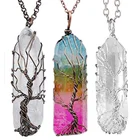 Necklace Healing Crystal Necklace Chakra Natural Rainbow Stone Tree Of Life Pendant Necklace Women Jewelry