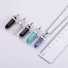 Stone Diamond Pendant Diamond Natural Stone Crystal Agate Bullet Hexagonal Column Diamond Face Pendant