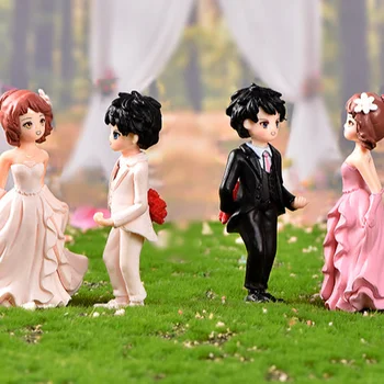 romantic 8 styles miniature resin love wedding cake gay girl old new couple figurine