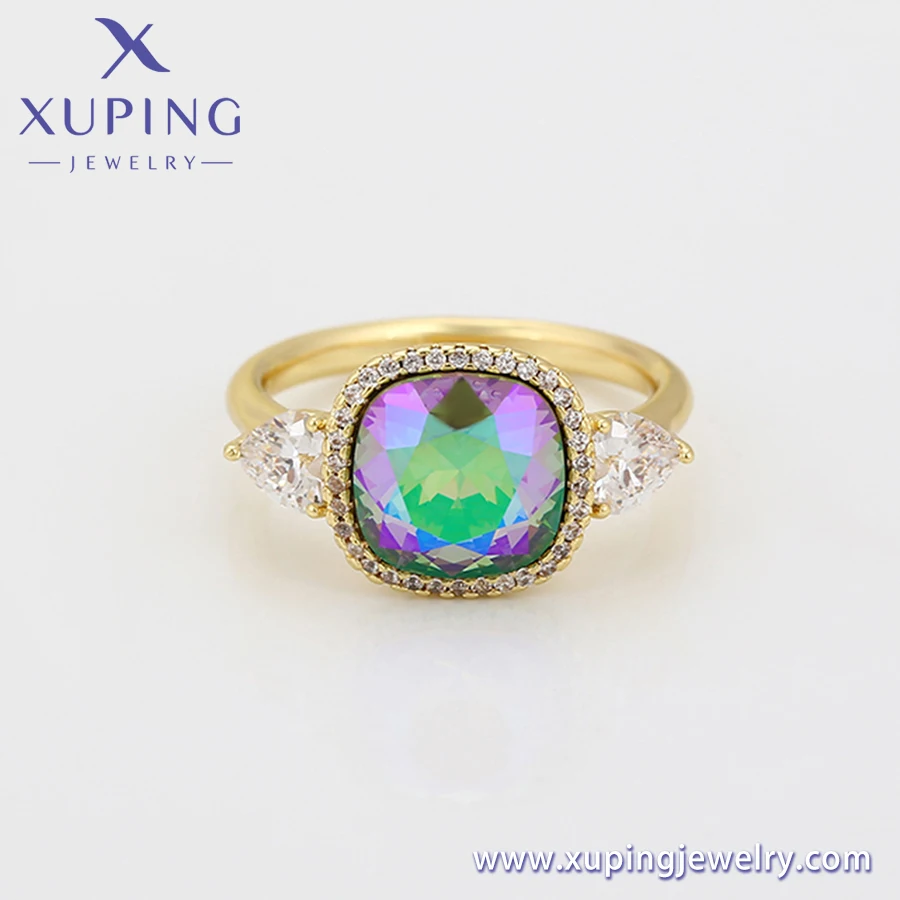 A00721759 xuping jewelry  exquisite Luxury Elegant Laser Crystal 14K Gold Plated Diamond Girl Ring