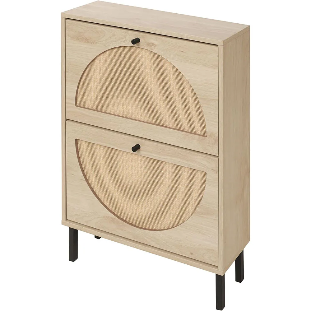 product modern free standing shoe cabinet with 2 flip drawers for heels and slippers wood panel style for home or living room-2