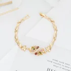 Chain Gold Charm Bracelet Zircon Colorful Bracelet Gold Plate Chain Bracelet