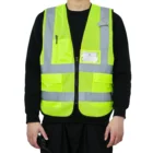 Custom Reflective Vest Practicability Custom 2 Pockets Neon Green Safety Vest With Reflective Strips