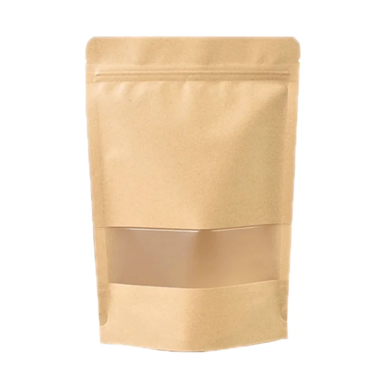 Doypack Biodegradable Packaging Bags Packing Laminated Stand Up Pouch  Ziplock Zip Lock Print Custom Brown Window Kraft Paper Bag - Buy Paper Bag, Brown Kraft Paper Bag,Kraft Paper Bag With Window Product on