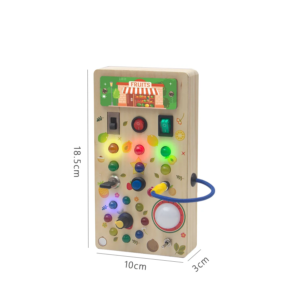 Benutzerdefinierte personalisierte Busy Board Montessori Spielzeug Baby Holz Sensory Busy Board mit LED Lichtschalter Spielzeug Fabrik