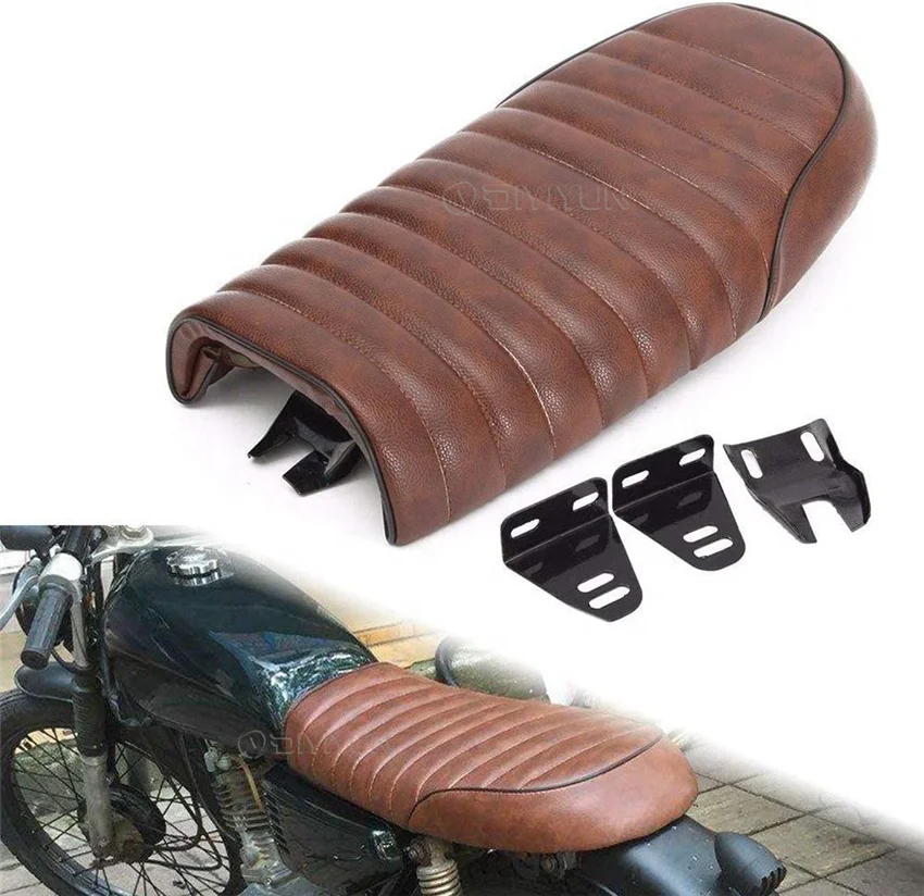 MagiDeal Flat Brat Style Tracker Cafe Racer Seat Saddle For Honda CG125 as described Brown 