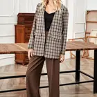 Jacket Trending Autumn And Winter Plaid Women's Casual Jacket Suit Jacket Coat