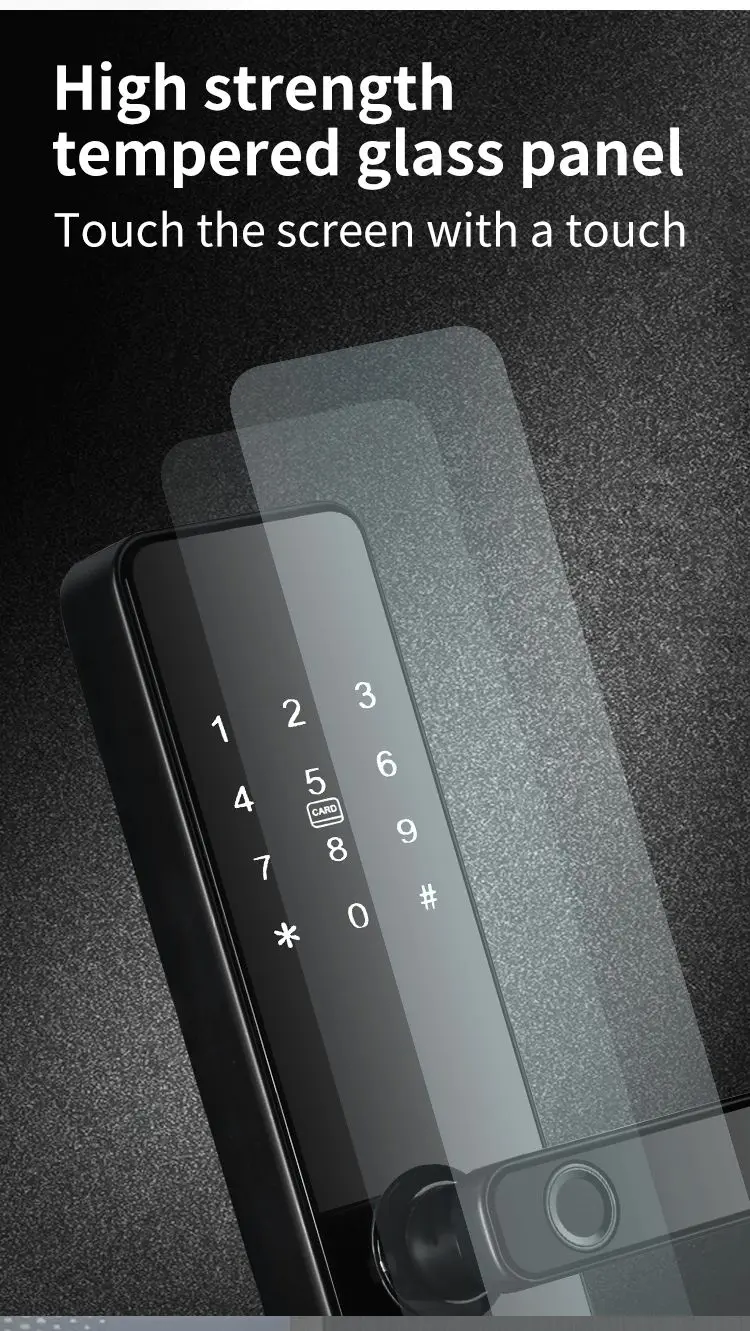 Qleung S819 Aluminium Door Fingerprint WiFi Enabled Tuya TTlock With Password Key Card dla domu 6