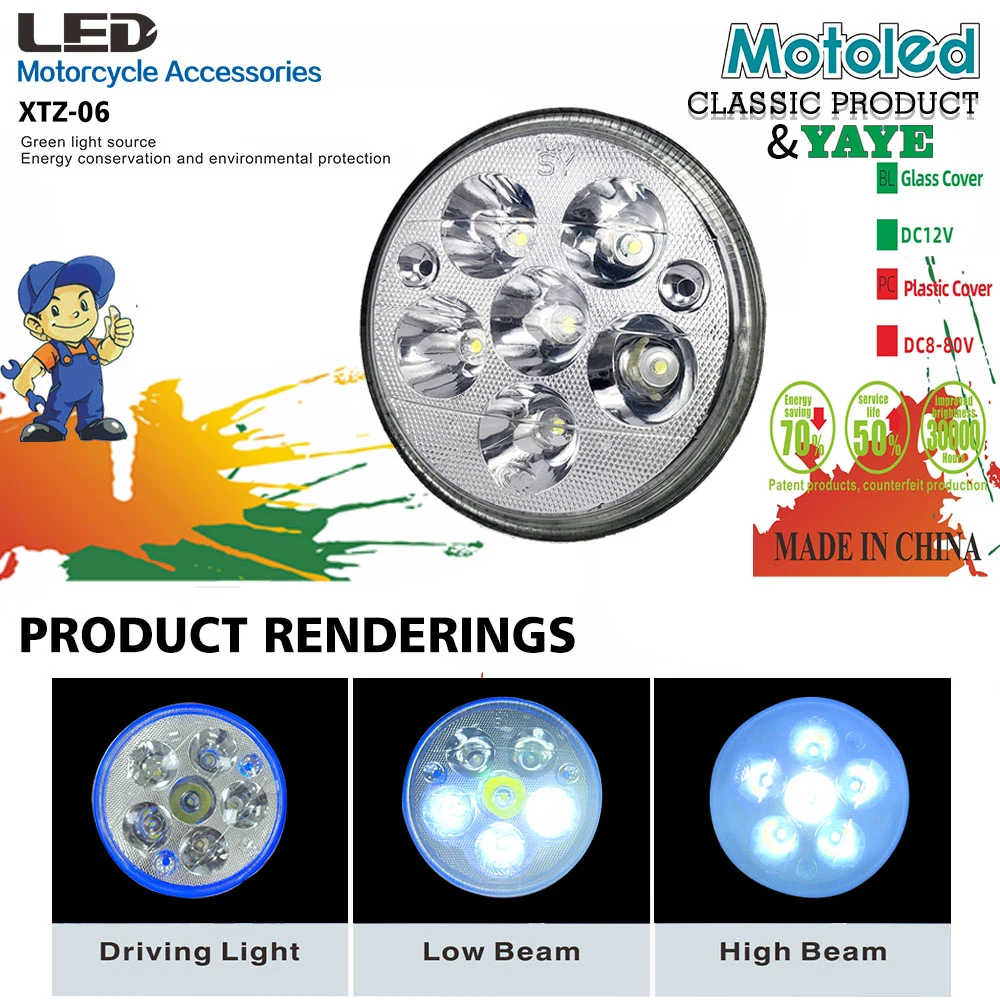 YAYE 5.75 Inch GN125 LED Headlight with DC12V High Thermal Conductivity Aluminum and Daytime Running Light