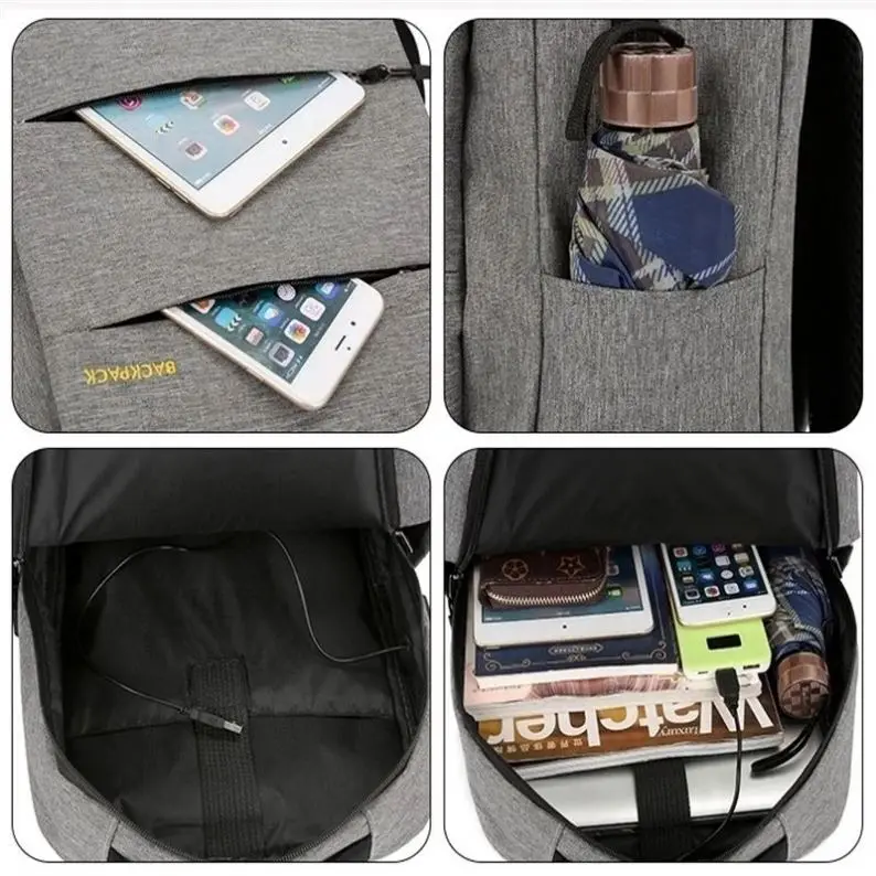 Rucksack Port Bag USB Charging Large Capacity Oxford Backpack Laptop  Bags Unisex Men Business Travel Casual School Bag