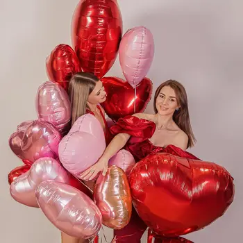 Nicro New Arrival Heart Shape Decorative Globos Wedding Party Decoration Set Retro Color Valentine's Day Aluminum Foil Balloons