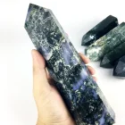 Large Gemstone Large Size Natural Healing Gemstone Quartz Crystal Point Green Moss Agate Tower