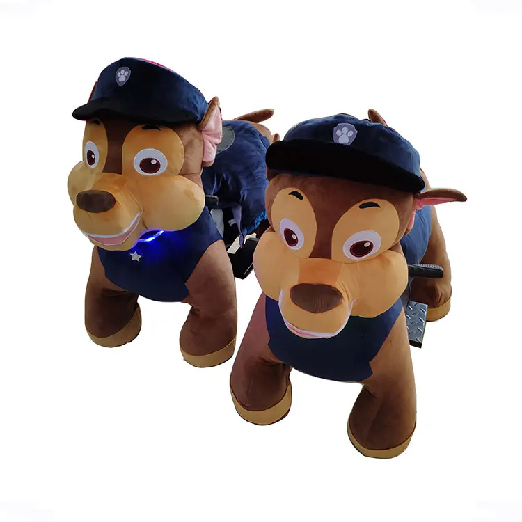 Coin Operated Battery Motorized Kids Plush Walking Riding Stuffed Electric Rides on Animal Toy for Mall