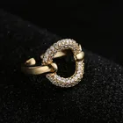 Ring Gold Exaggerated Party Nightclub Ring 18K Copper Plated Gold Micro-Inlaid Geometric Open Ring Female