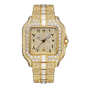 Hot Sale Luxury Gold Watch for Men Fashion Full Diamond Watch Waterproof Date Hip Hop Clocks Luxury  VVS OEM Wristwatch