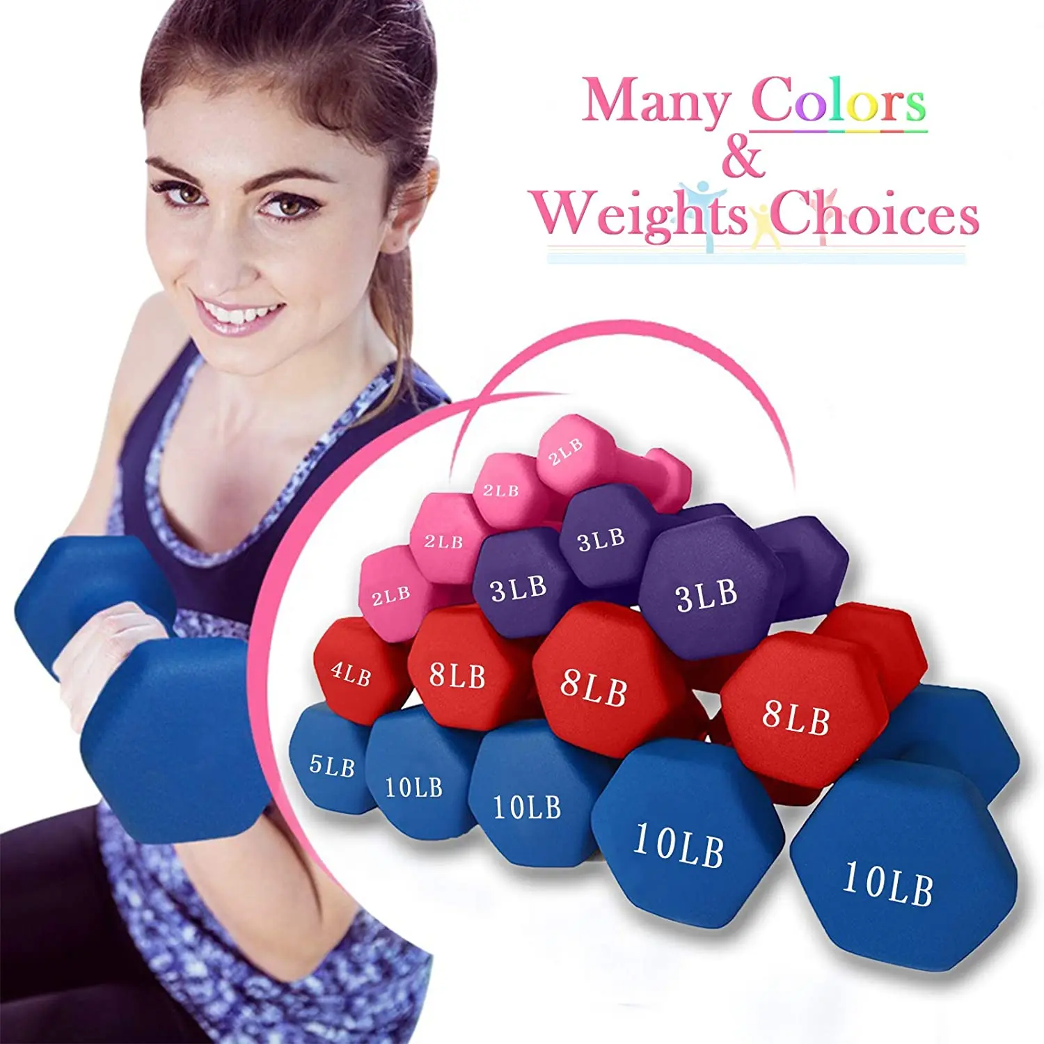 Fitness Muscle Training Gym Dumbbell Set Non Slip 1-5KG 0