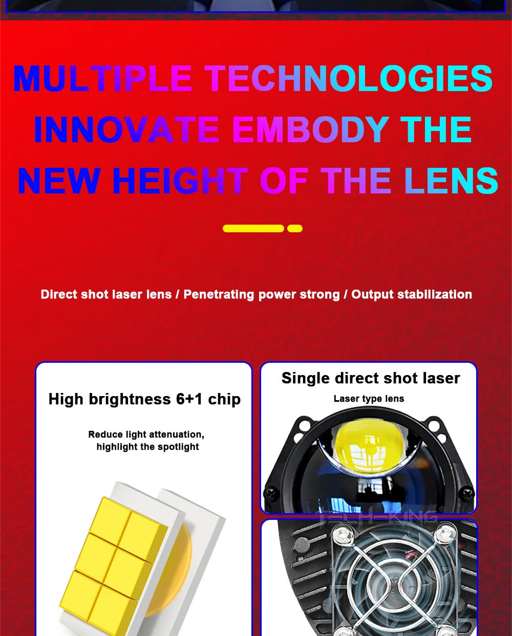 TECH-KING M5 intelligent LED dual optical lens high power LED lens universal LED headlamp lens high power bi-led projector