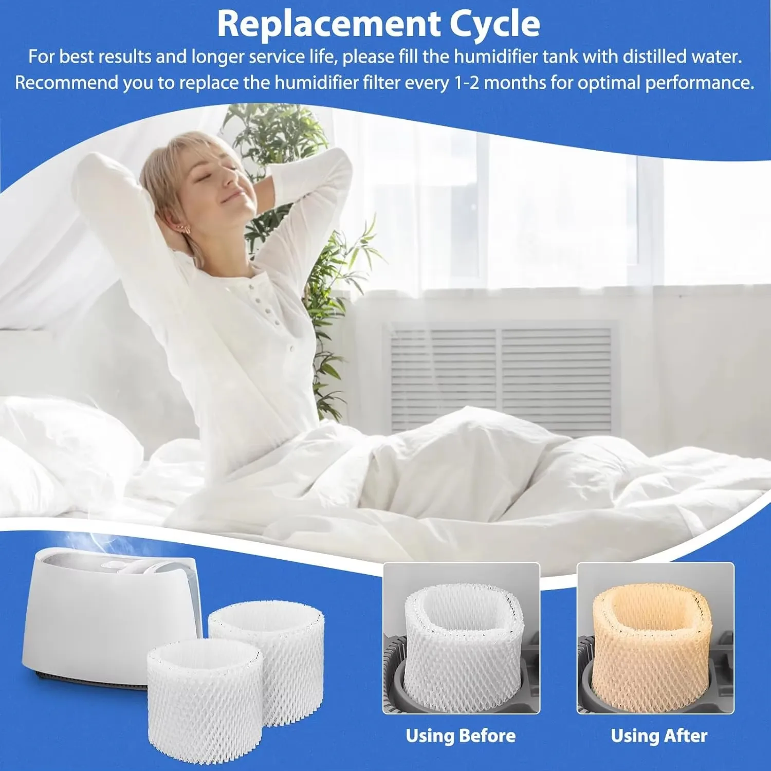 Walson Premium 6 Pack Replacement Humidifier Filters Compatible with Honeywell Kaz Sunbeam Models V3100-V3900 & More manufacture