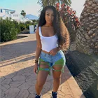 Jean 2021 Summer Skinny High Waist Ripped Cut Up Colorful Jean Biker Distressed Shorts Short Pants Women