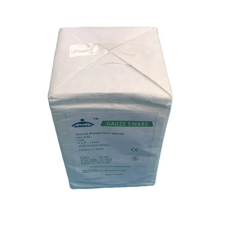 100% cotton medical hospital sterile gauze swab 10*10cm