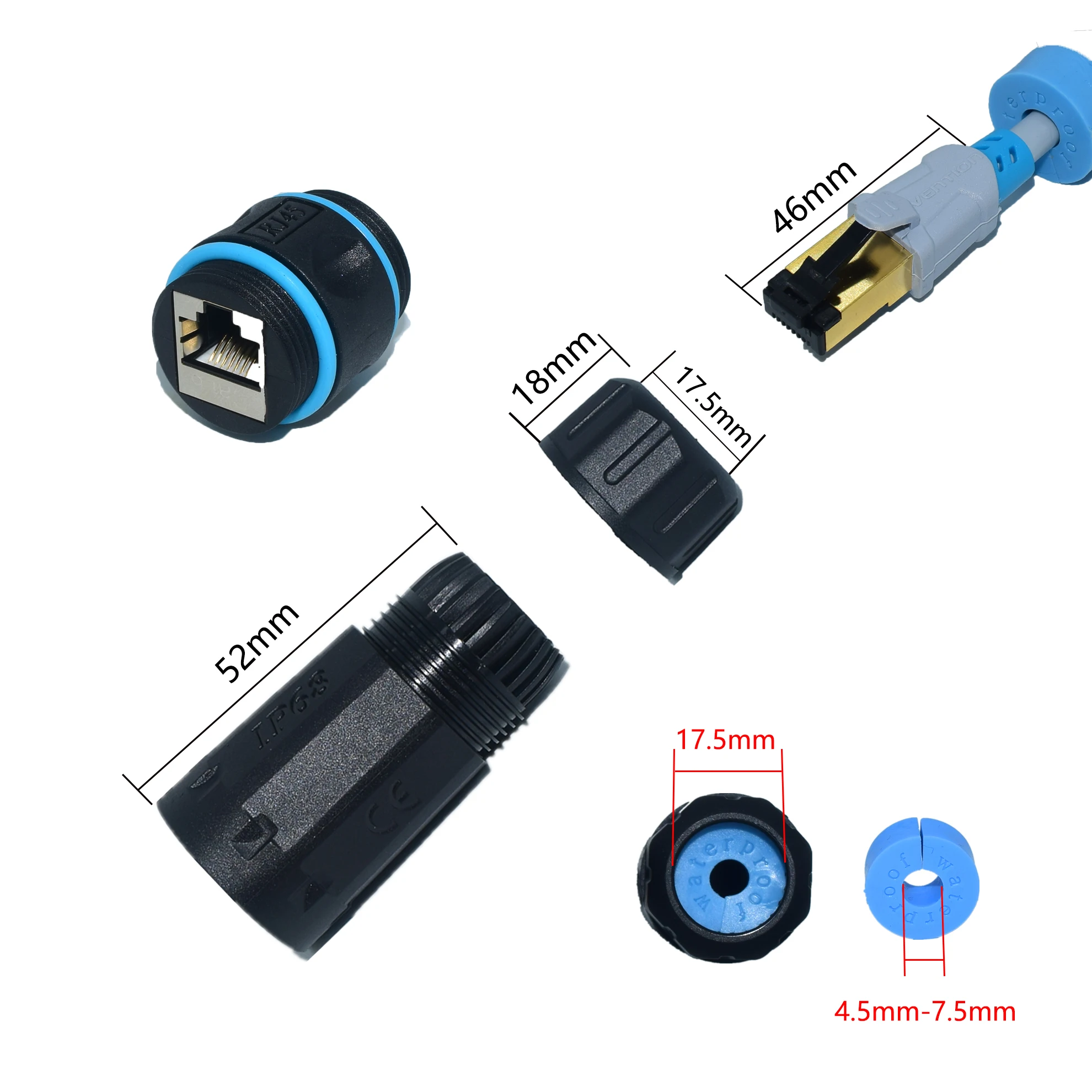 Yxy Ip68 Rj45 Connector Cat6 Stp Female To Female Waterproof Coupling