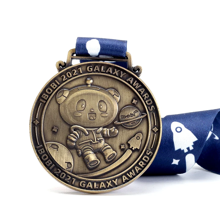 Custom 3D Cute Panda Cartoon Bronze 3D Blank Sports Medals Die Casting Metal Crafts for Award Competition supplier