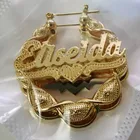 Hoop Earrings Earring 18K Gold Plated Cross Heart Design Hoop Earrings 3D Name Customized Double Plated Name Earring