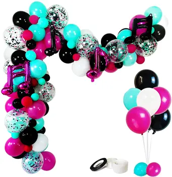 music Party Decorations Karaoke Balloon Garland Arch Kit Latex Balloons Confetti Balloon for Birthday Party Supplies