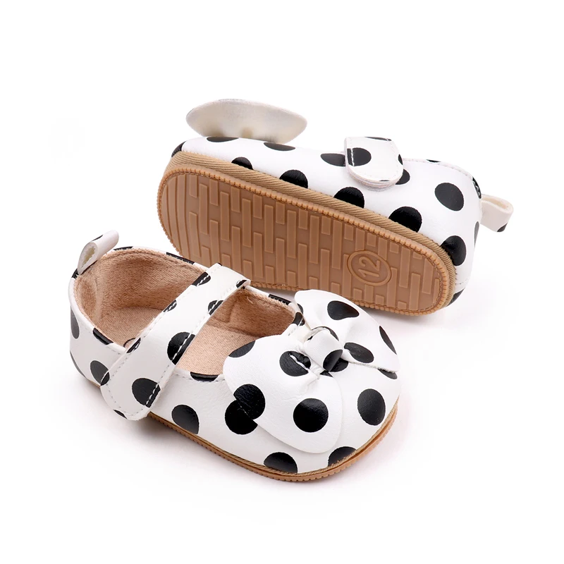 Spring & Summer Color Matching Polka Dot Bow Soft Soled Non-slip Baby Shoes for Girls supplier