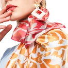 Scarves 2021 New Arrivals Fashion Women Elegant Luxury Satin Shawl Scarves Tie Dye Floral Print Silk Scarf