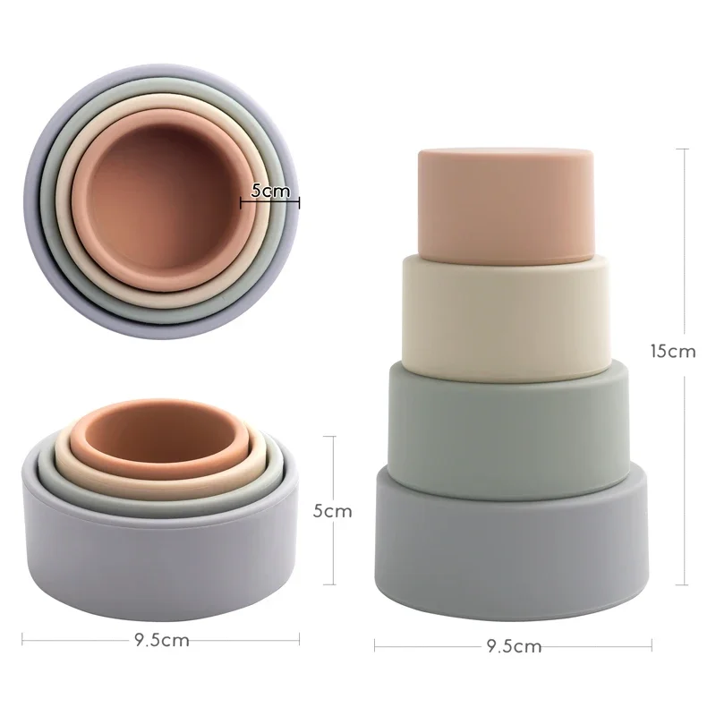 product bpa free silicone stacking cups sorting nesting toys for babies infants educational play set for 6 months-2