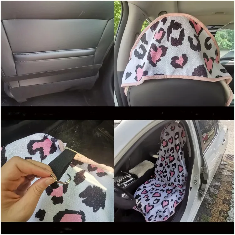 75x140cm waterproof car seat cover custom microfiber printed car seat towel with anti slip backing
