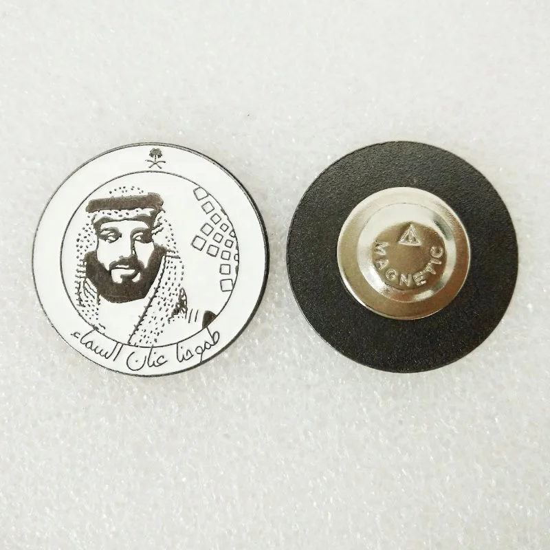 Saudi crown prince magnetic metal enamel label pin badge brooch for national day.jpg