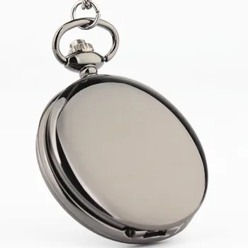 Classic Smooth Vintage Quartz Pocket Watch with Chain Silver Gold Black Stainless Steel Watch for Graduation Xmas Fathers Day