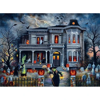 2024 hot sale halloween landscapes diamond painting kit full drill diamond art gemstone beads painting for adults