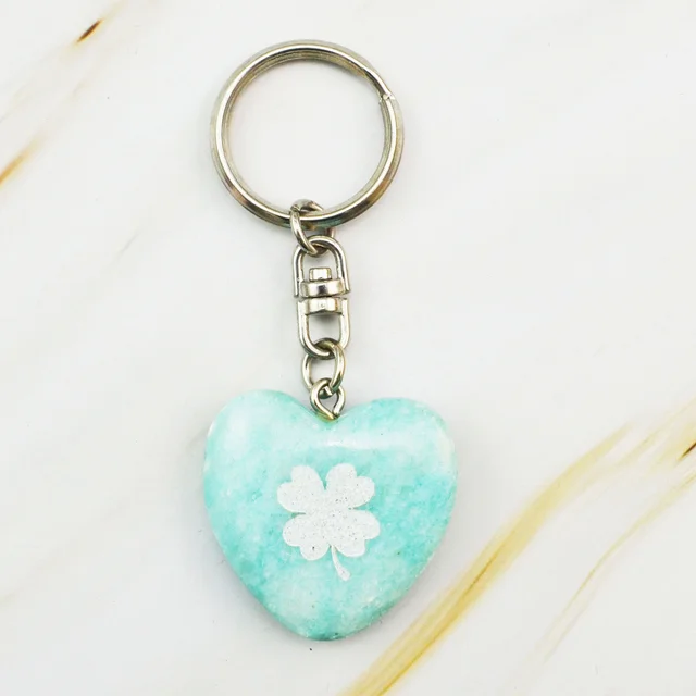 Hot Selling Stones Heart Keychain With Engraving Pocket Stone Heart shape For Customizable keychain Gifts