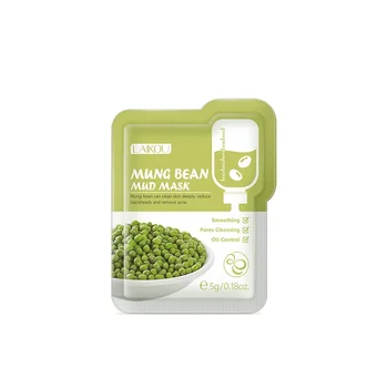 Fast delivery natural mung bean face mud mask pore cleaner blackhead remove skin deep cleansing radiant facial mud mask