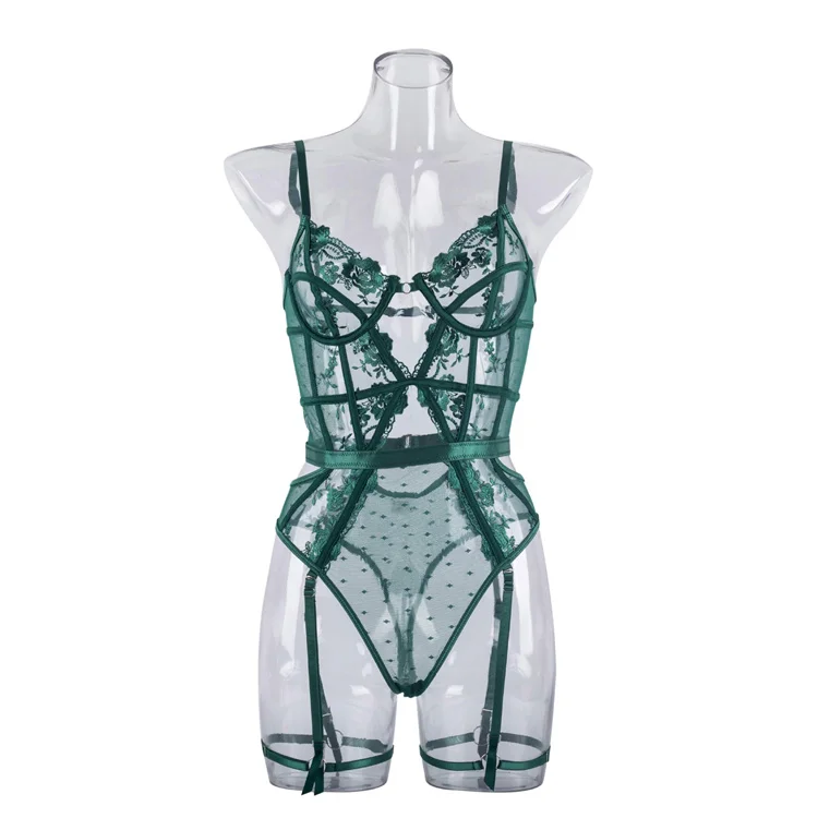 Embroidered One Piece Lingerie Suit Shapewear Lace Womens