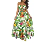 Long Skirt Girls Floral Printed Bow Beach Bra Dress 2 Pieces Bohemian Long Skirt Set